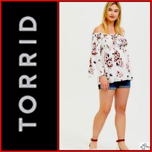 🔥NWT🔥TORRID Modal Lace-Up Smocked Off-Shoulder Top